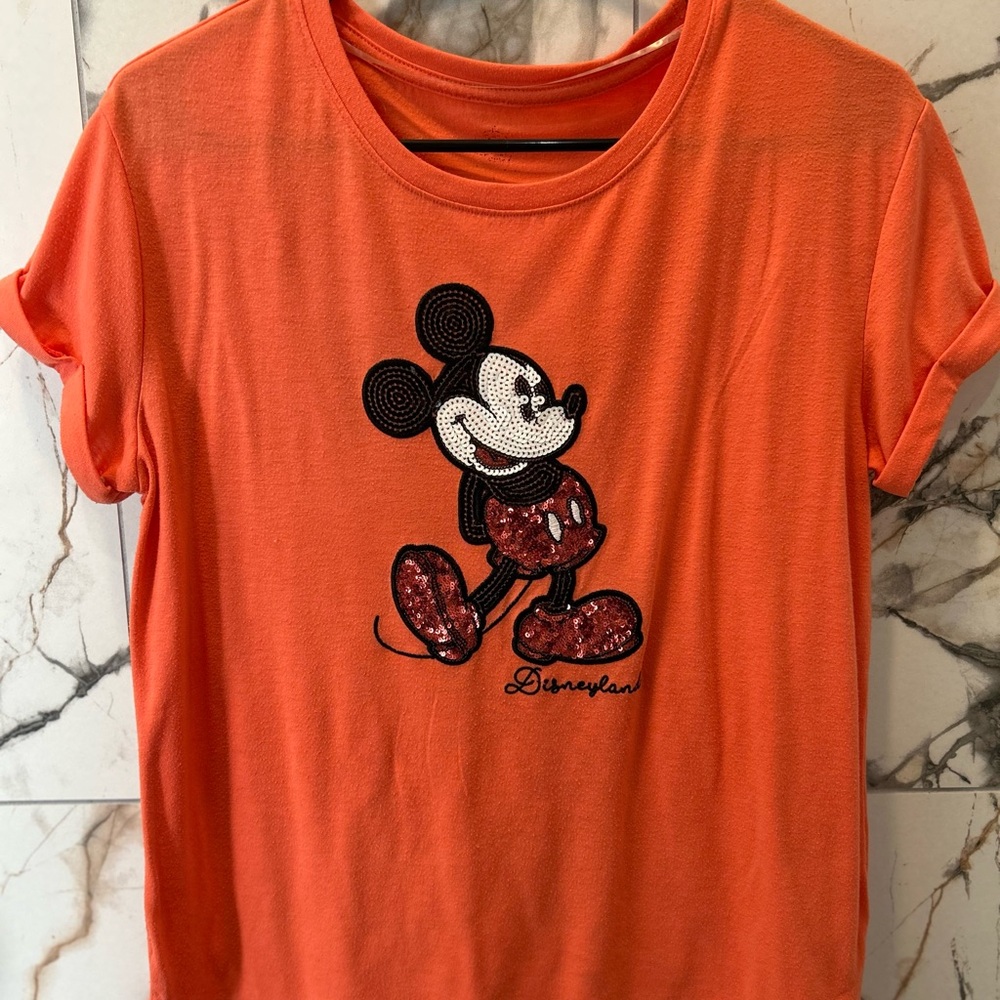 Disney Orange Mickey Mouse women  T-Shirt